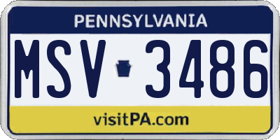PA license plate MSV3486