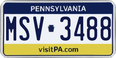 PA license plate MSV3488