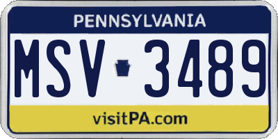 PA license plate MSV3489
