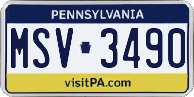 PA license plate MSV3490