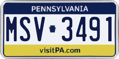 PA license plate MSV3491