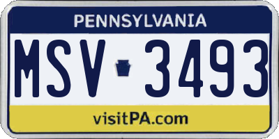 PA license plate MSV3493