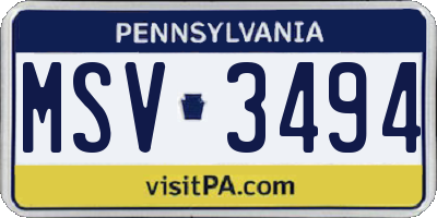 PA license plate MSV3494