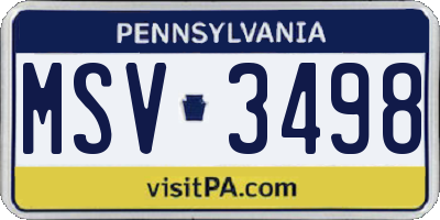 PA license plate MSV3498