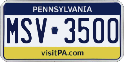 PA license plate MSV3500