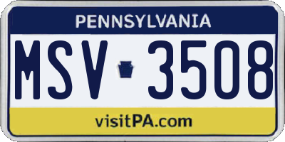 PA license plate MSV3508