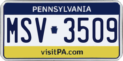 PA license plate MSV3509