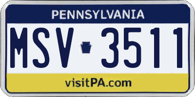 PA license plate MSV3511