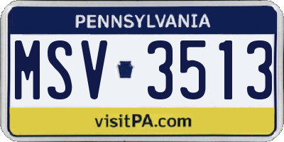 PA license plate MSV3513