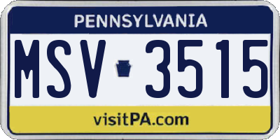 PA license plate MSV3515