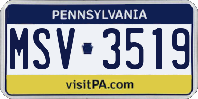 PA license plate MSV3519