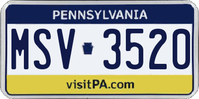 PA license plate MSV3520