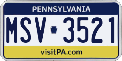 PA license plate MSV3521