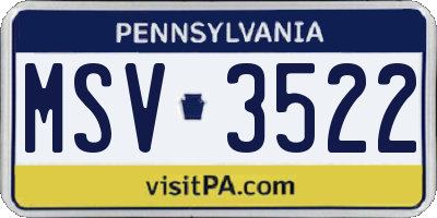PA license plate MSV3522