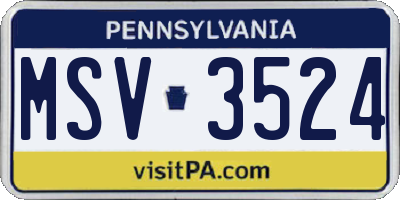 PA license plate MSV3524