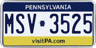 PA license plate MSV3525