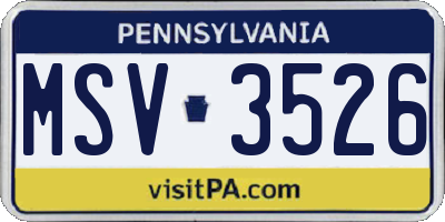 PA license plate MSV3526
