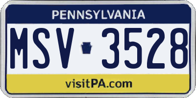 PA license plate MSV3528