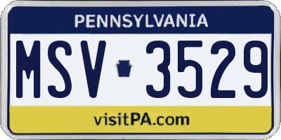 PA license plate MSV3529