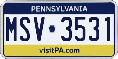 PA license plate MSV3531