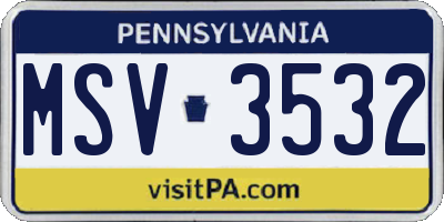 PA license plate MSV3532