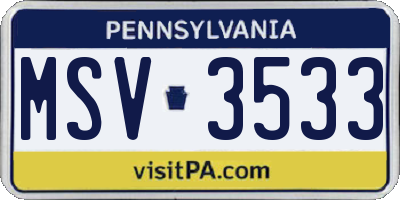 PA license plate MSV3533