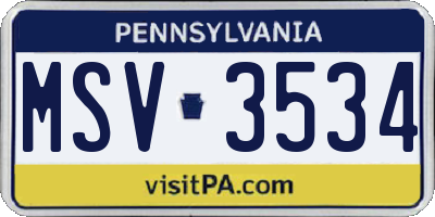 PA license plate MSV3534