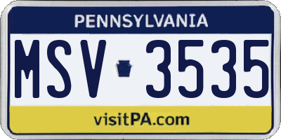 PA license plate MSV3535