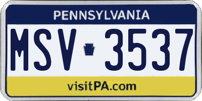 PA license plate MSV3537