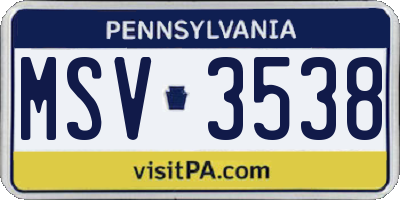 PA license plate MSV3538