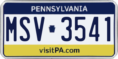 PA license plate MSV3541