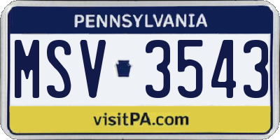 PA license plate MSV3543