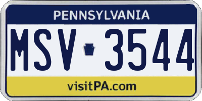 PA license plate MSV3544