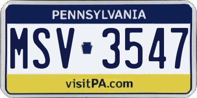 PA license plate MSV3547