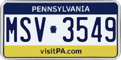 PA license plate MSV3549
