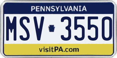 PA license plate MSV3550
