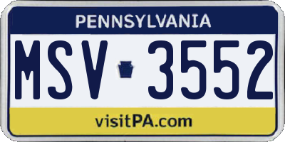 PA license plate MSV3552