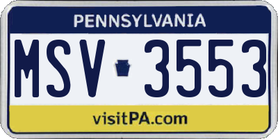 PA license plate MSV3553