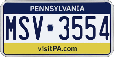 PA license plate MSV3554