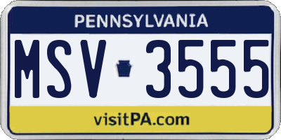 PA license plate MSV3555