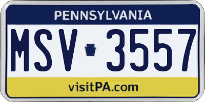 PA license plate MSV3557