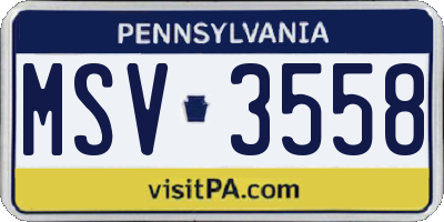 PA license plate MSV3558