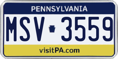 PA license plate MSV3559