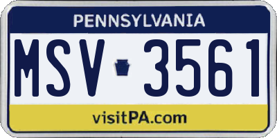 PA license plate MSV3561