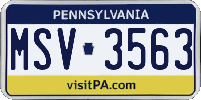 PA license plate MSV3563