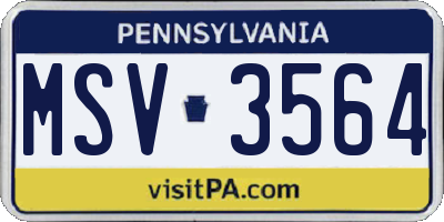 PA license plate MSV3564