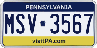 PA license plate MSV3567