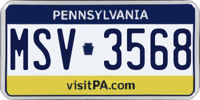 PA license plate MSV3568