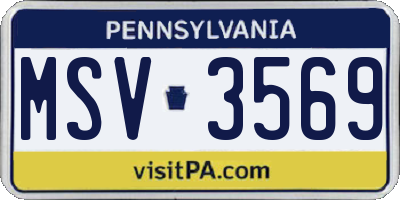 PA license plate MSV3569