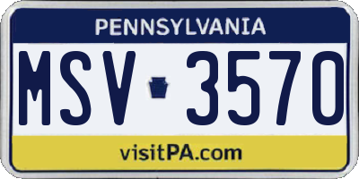 PA license plate MSV3570